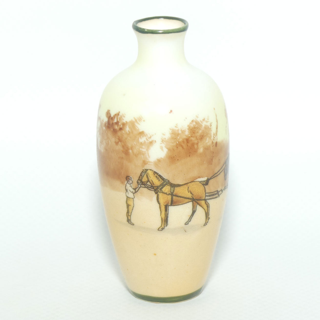 Royal Doulton Coaching Days miniature vase E3804 | Narrow Neck | Youth Holding Horses