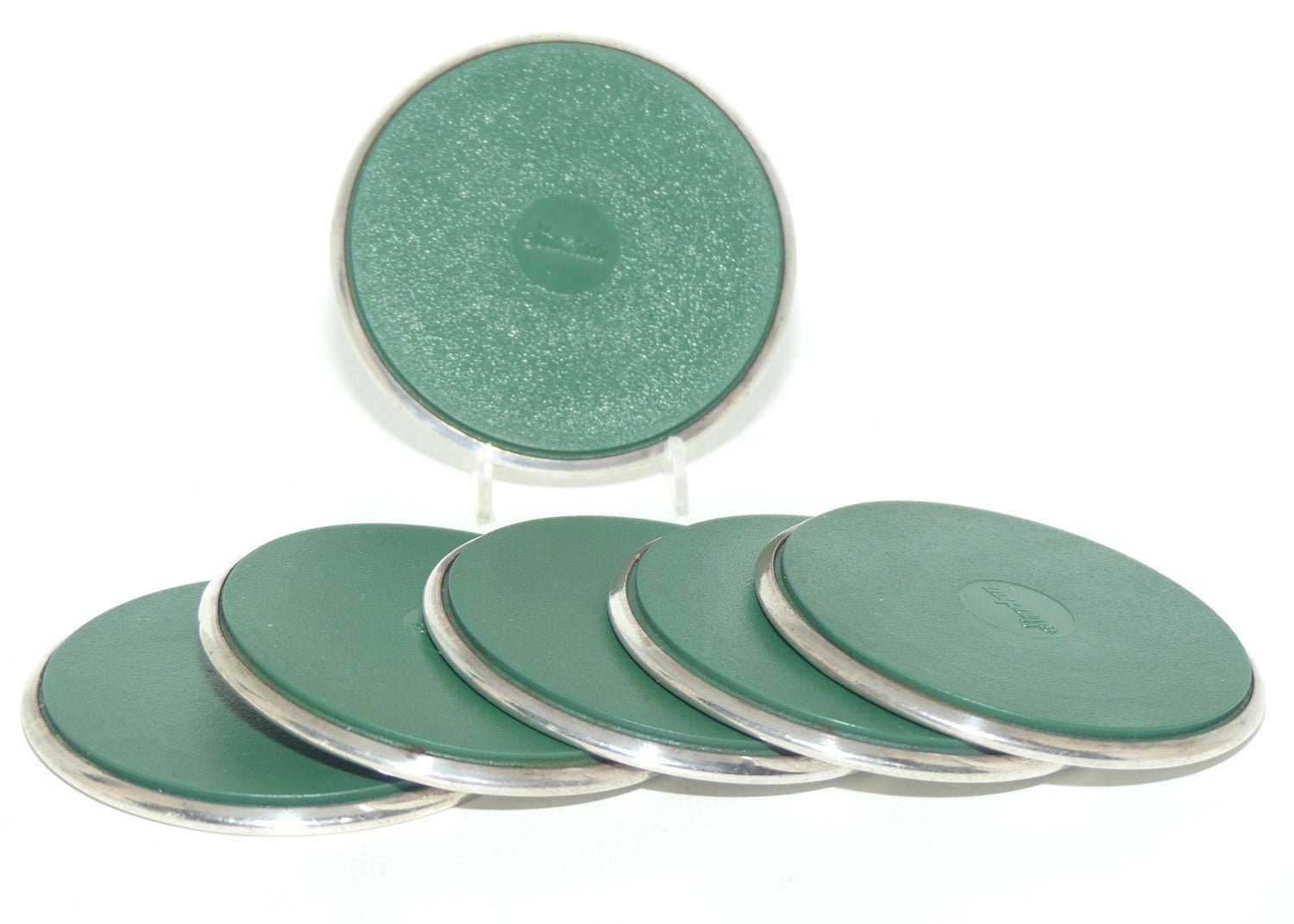 Set of 6 Strachan Silver Plated Coasters with rubber backs