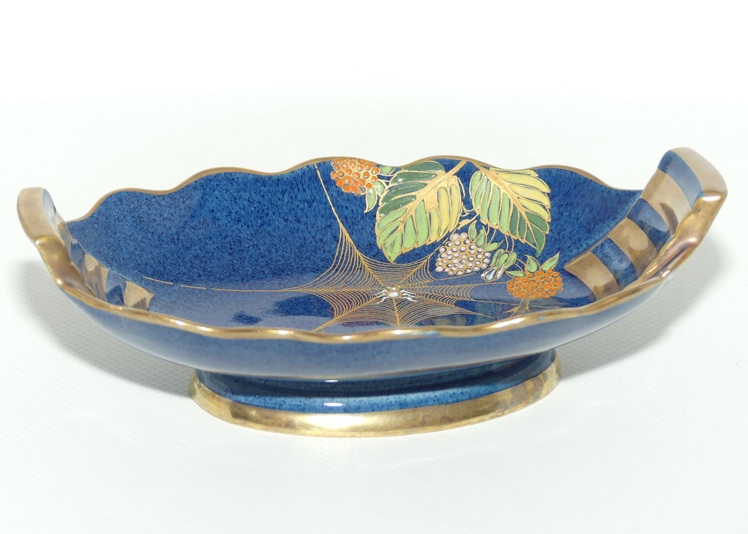 Carlton Ware Blue Spider Web pattern oval bowl | 17.5cm wide