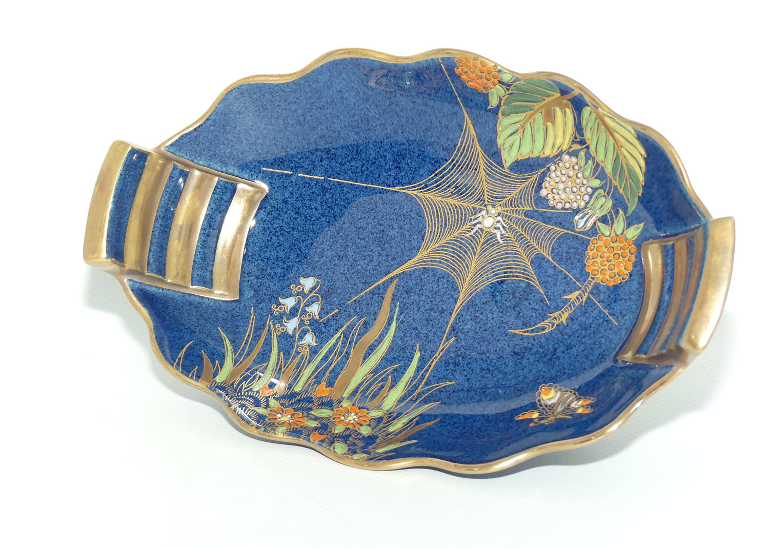 Carlton Ware Blue Spider Web pattern oval bowl | 17.5cm wide