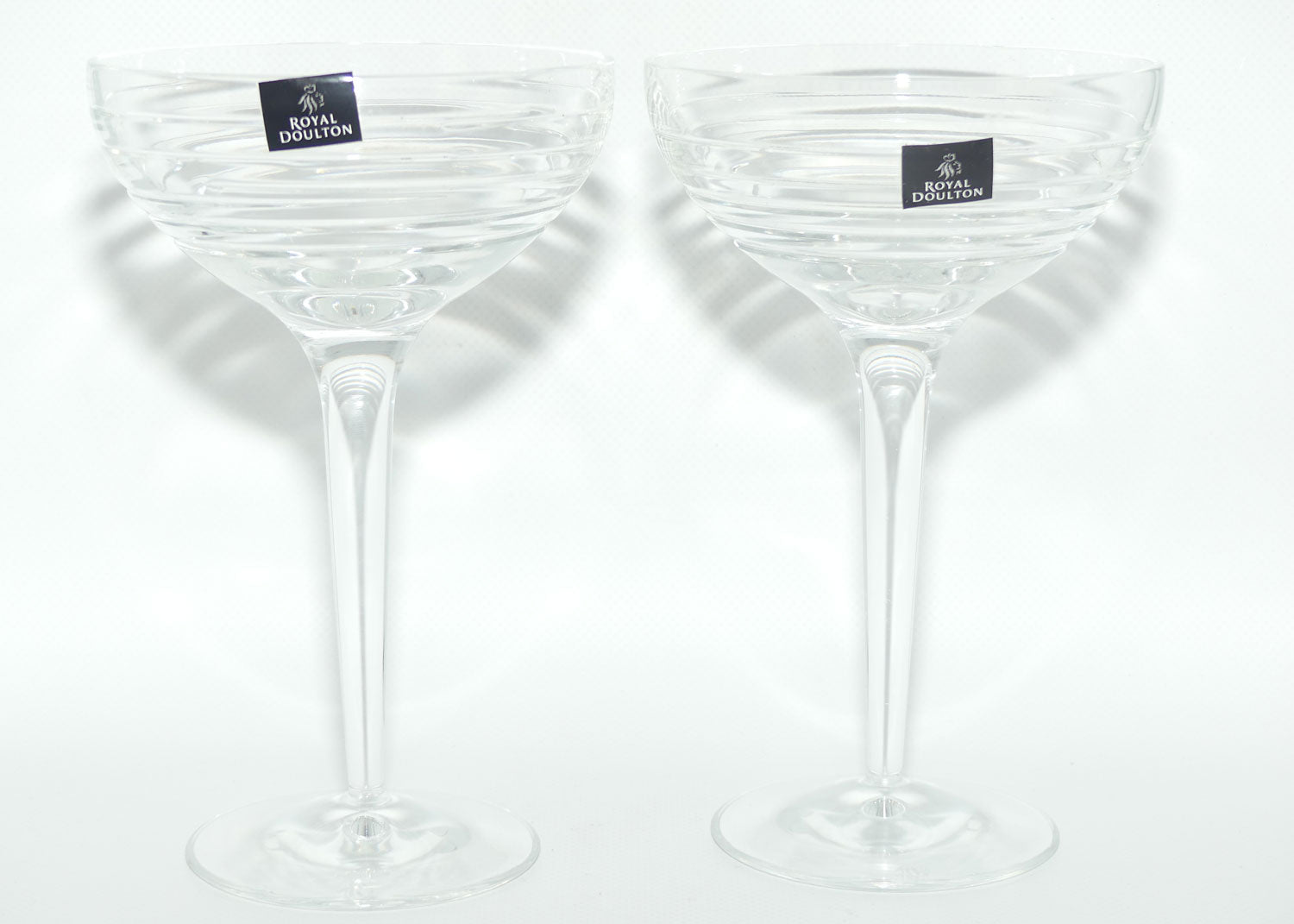 Royal Doulton Crystal Solar pattern | Pair of Champagne Saucers or Cocktail Glasses | 300ml | boxed