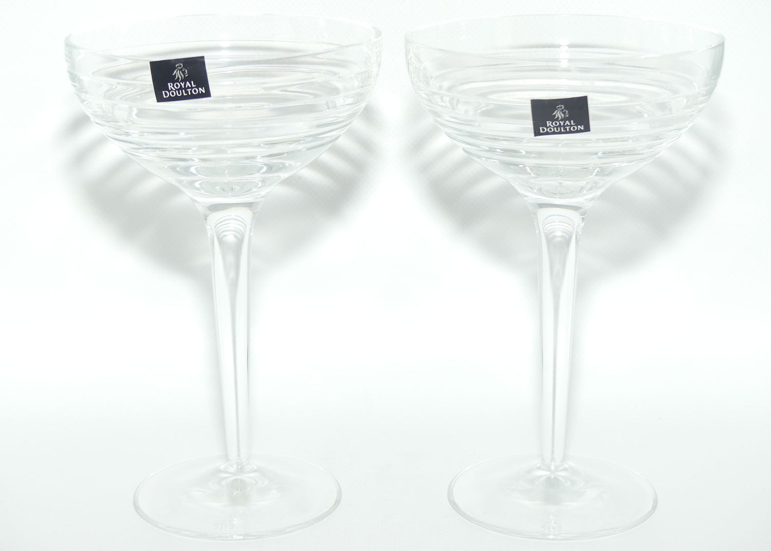 Royal Doulton Crystal Solar pattern | Pair of Champagne Saucers or Cocktail Glasses | 300ml | boxed