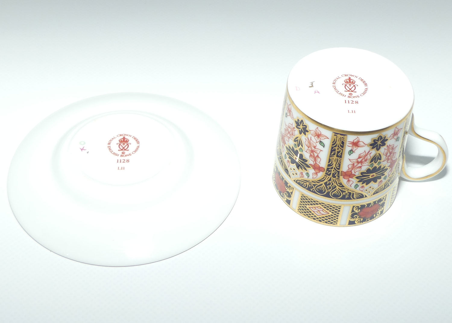Royal Crown Derby Imari 1128 demi tasse coffee duo