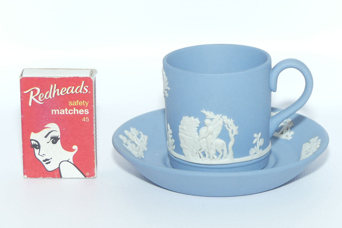 Wedgwood Jasper | White on Pale Blue demi tasse cup and saucer | #1