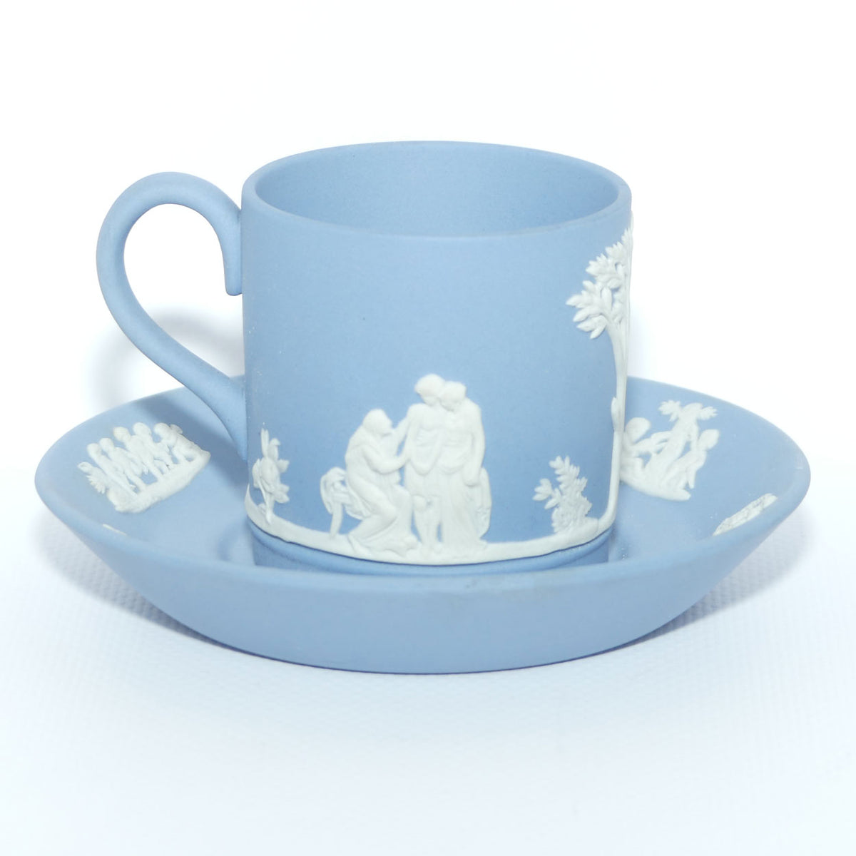 Wedgwood Jasper | White on Pale Blue demi tasse cup and saucer | #1
