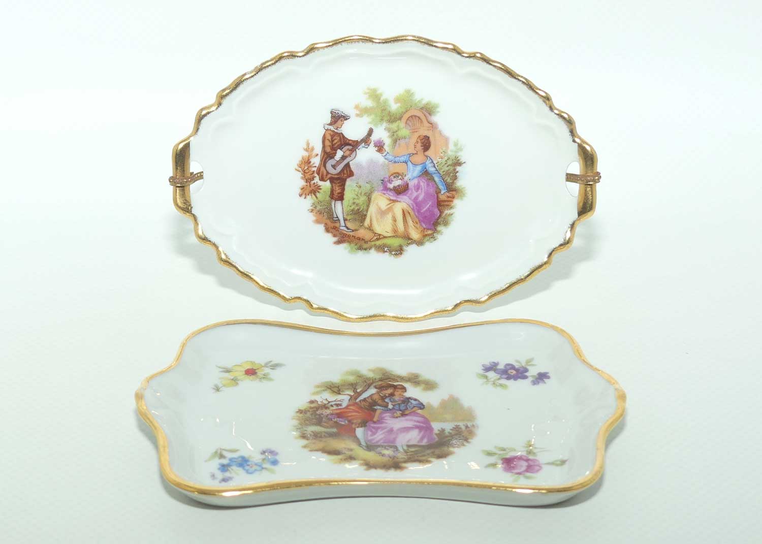Limoges France small tray collection | 2 items | Oval and Rectangular
