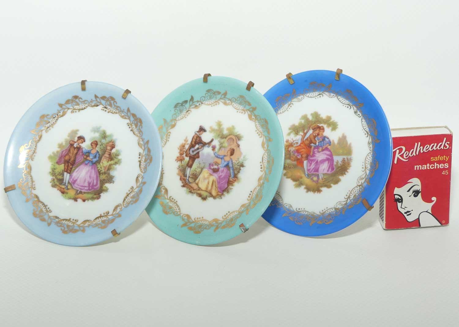 Limoges France small plate collection | 3 items | Blue Trims | 9cm dia