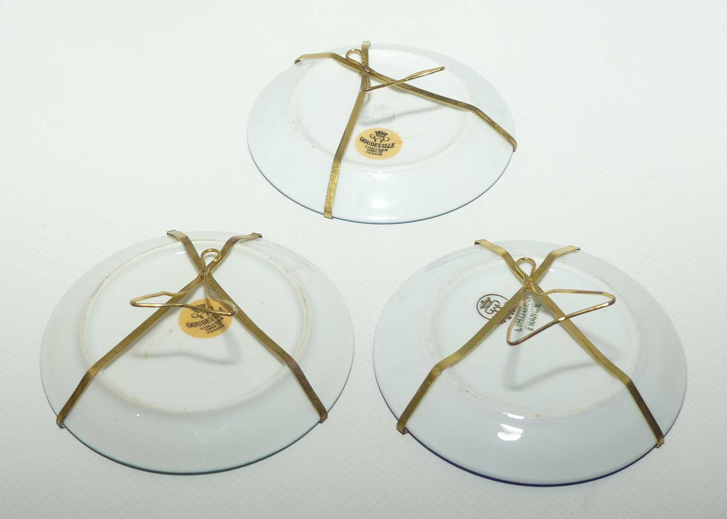 Limoges France small plate collection | 3 items | Blue Trims | 9cm diam