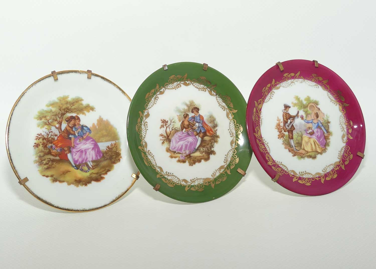 Limoges France small plate collection | 3 items | Asstd Trims | 9cm diam