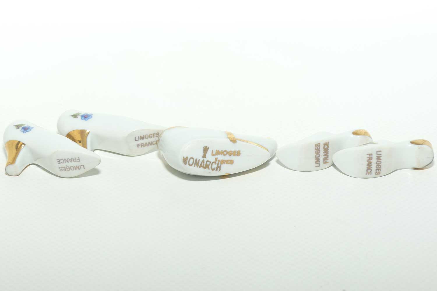 Limoges France collection of miniature shoes | White and Gold