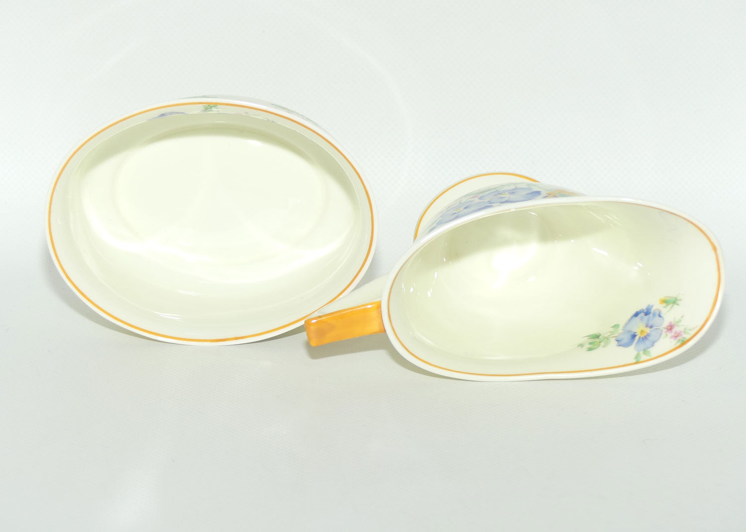 Royal Doulton Colourful Pansies pattern V1244 | milk jug and sugar bowl