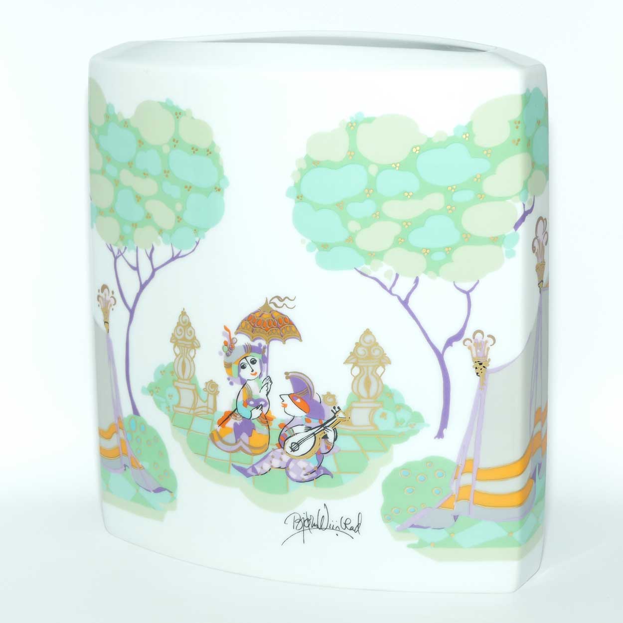Rosenthal Bjorn Wiinblad Commedia Dell' Arte large letterbox vase