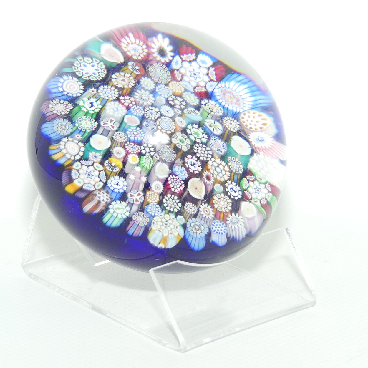 John Deacons Scotland Complex Closepack Millefiori Magnum paperweight | Blue | #2