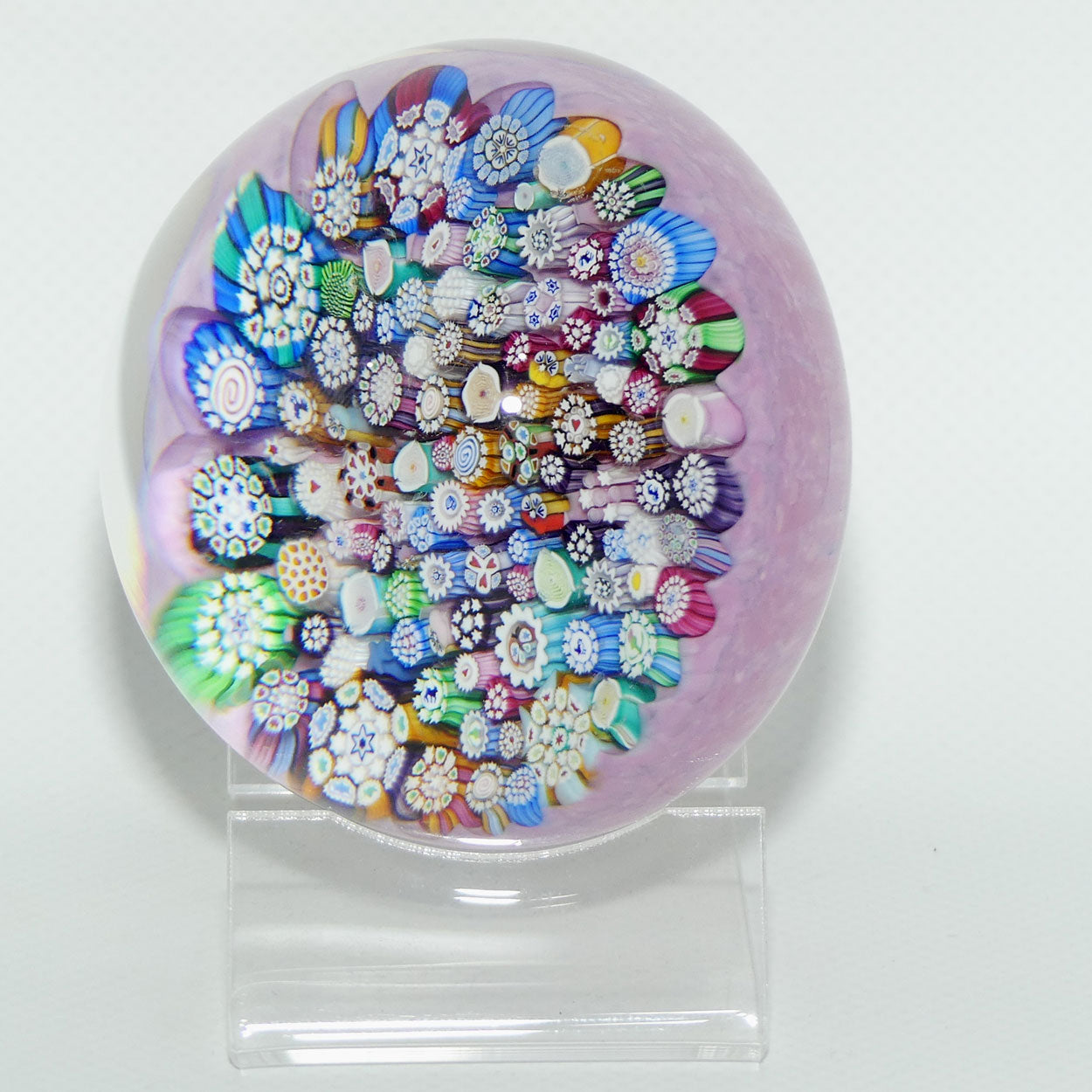 John Deacons Scotland Complex Closepack Millefiori Magnum paperweight | Dusty Pink