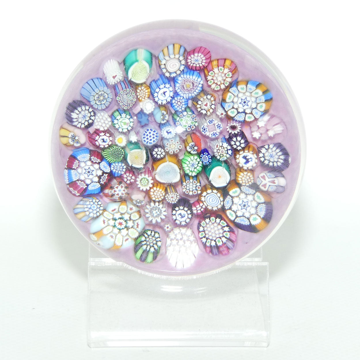 John Deacons Scotland Complex Closepack Millefiori Large paperweight | Dusty Pink | #2