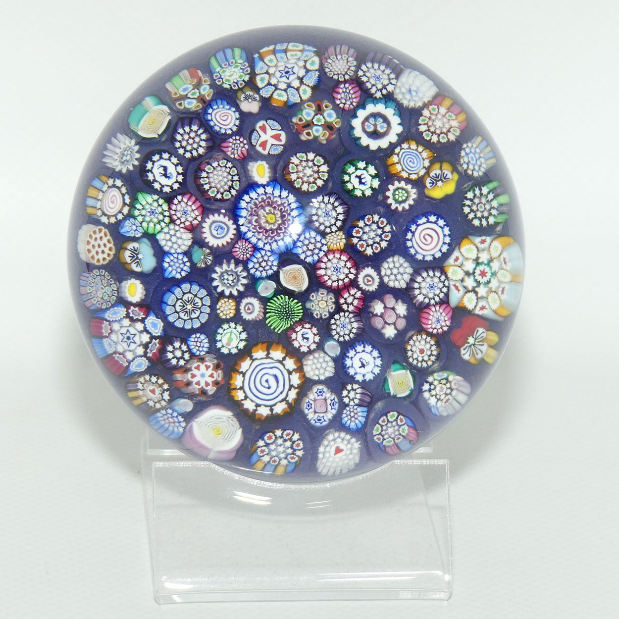 John Deacons Scotland Complex Closepack Millefiori Magnum paperweight | Mauve