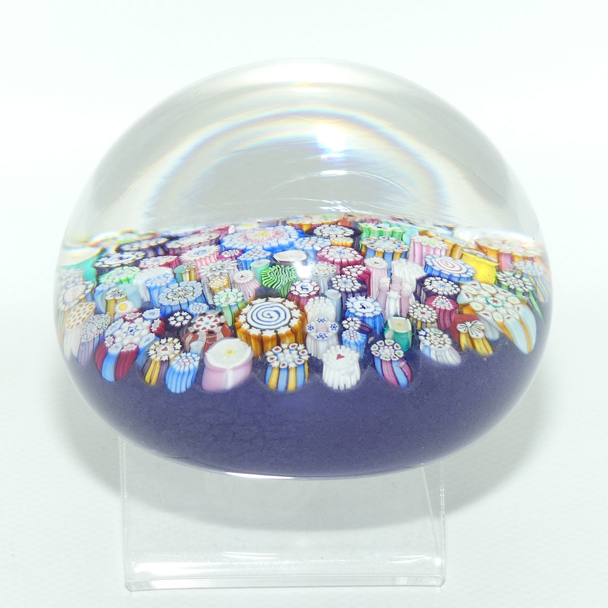 John Deacons Scotland Complex Closepack Millefiori Magnum paperweight | Mauve