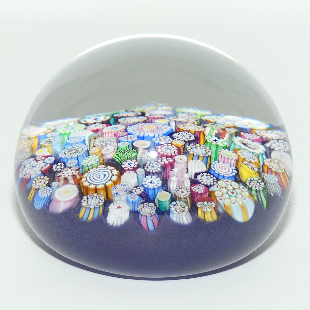 John Deacons Scotland Complex Closepack Millefiori Magnum paperweight | Mauve
