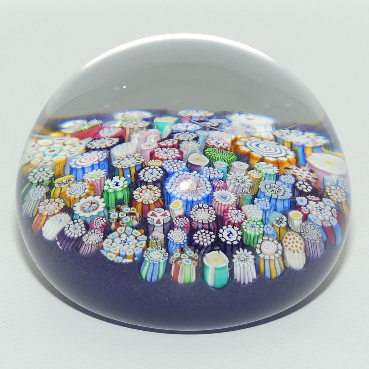 John Deacons Scotland Complex Closepack Millefiori Magnum paperweight | Mauve