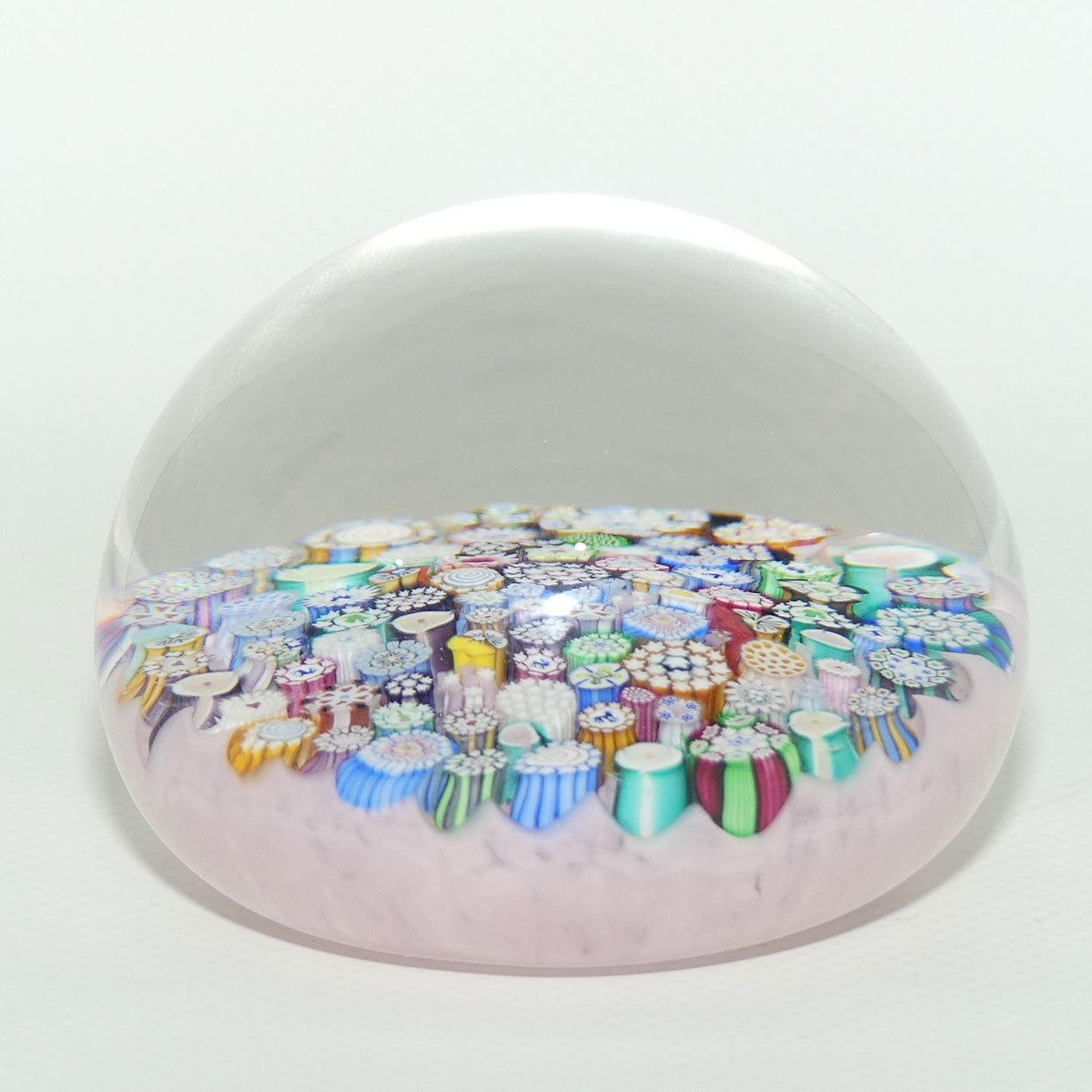 John Deacons Scotland Complex Closepack Millefiori Magnum paperweight | Milky Pink