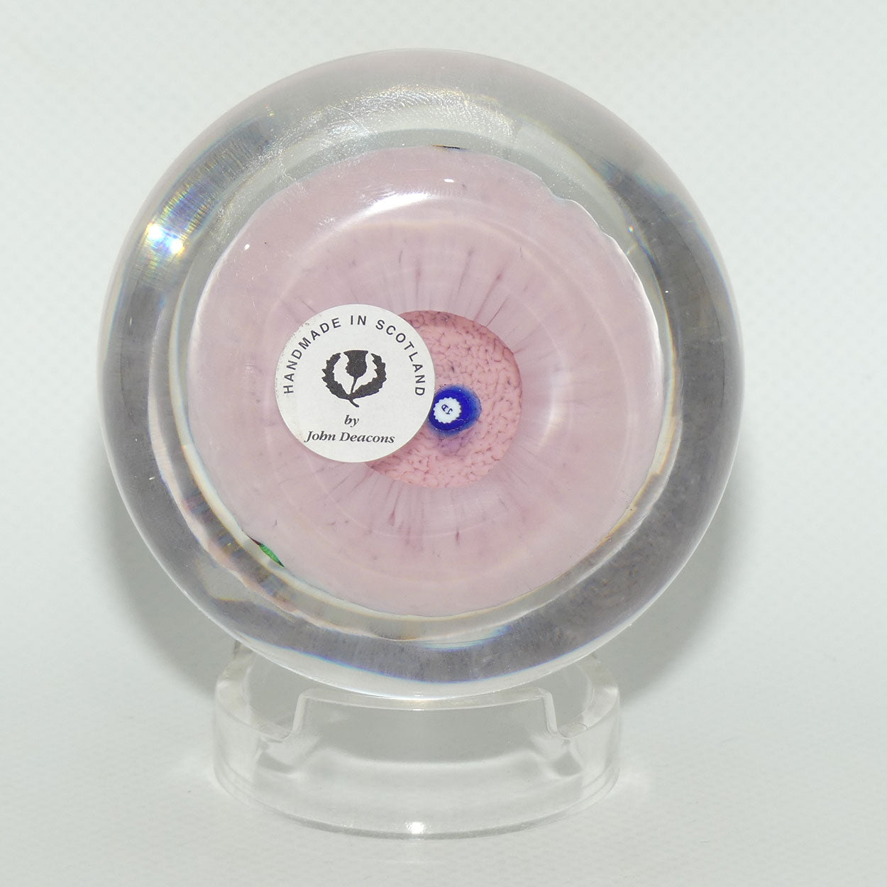 John Deacons Scotland Complex Closepack Millefiori Magnum paperweight | Milky Pink