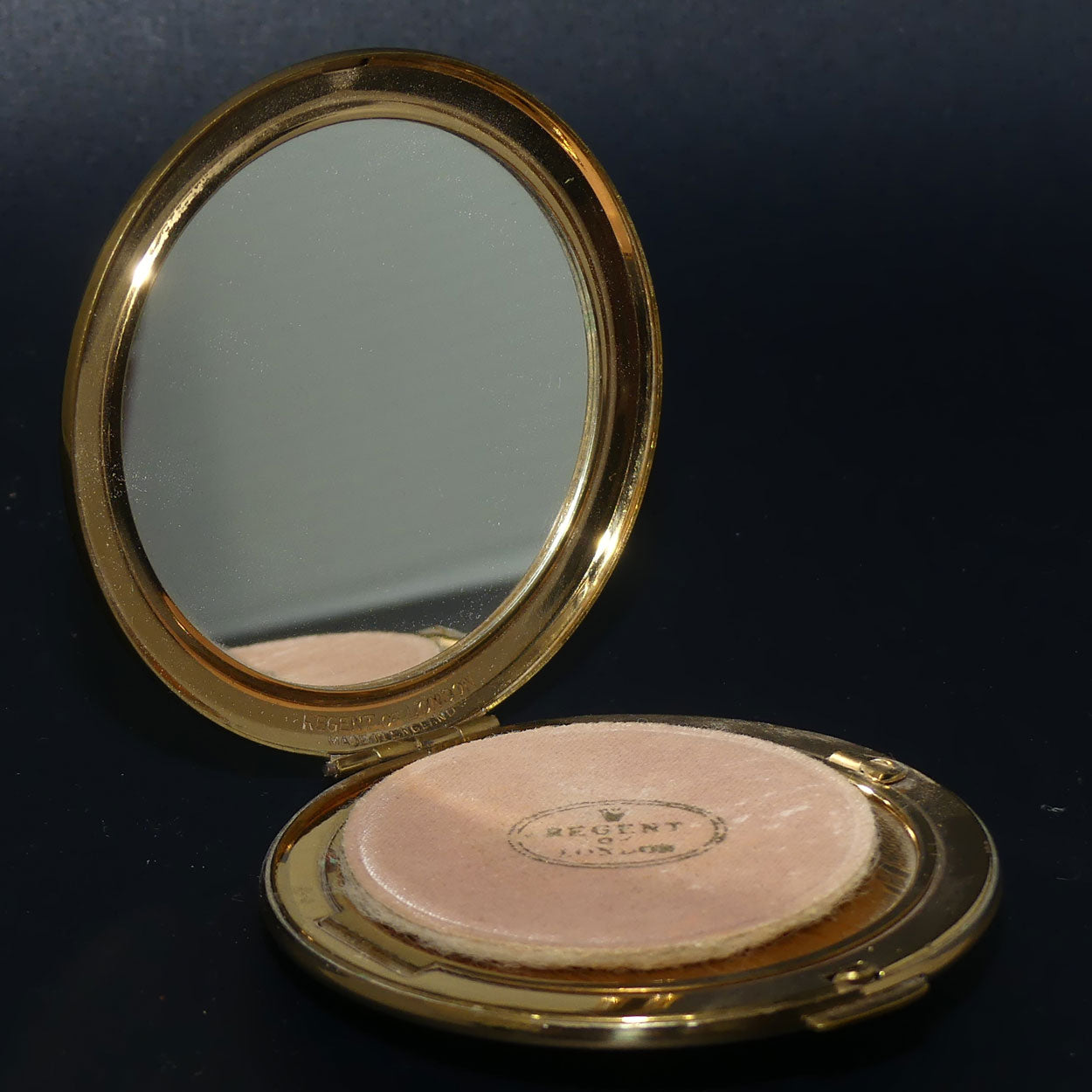 Vintage Regent of London Rose motif on Porcelain panel powder compact