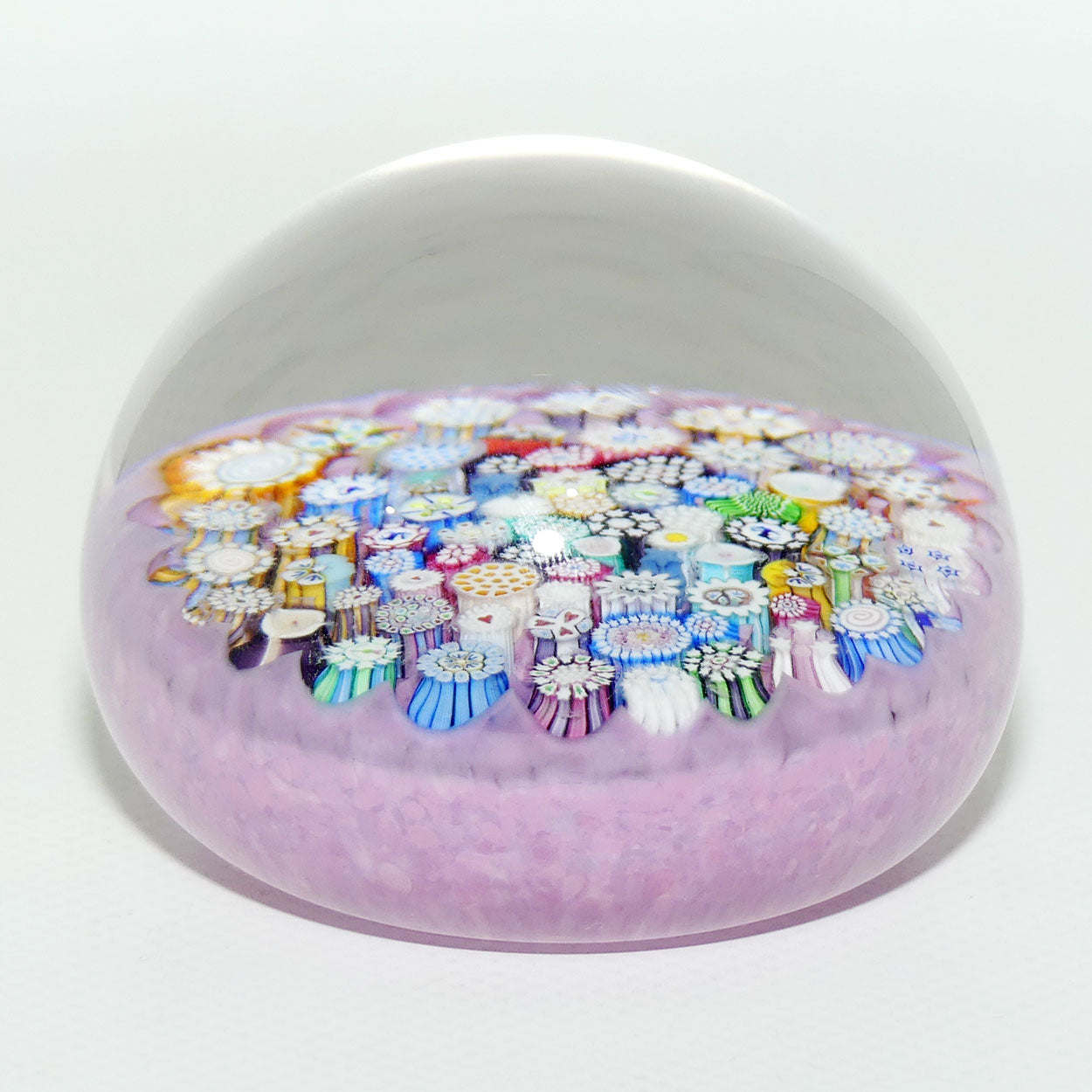 John Deacons Scotland Complex Closepack Millefiori Large paperweight | Dusty Pink