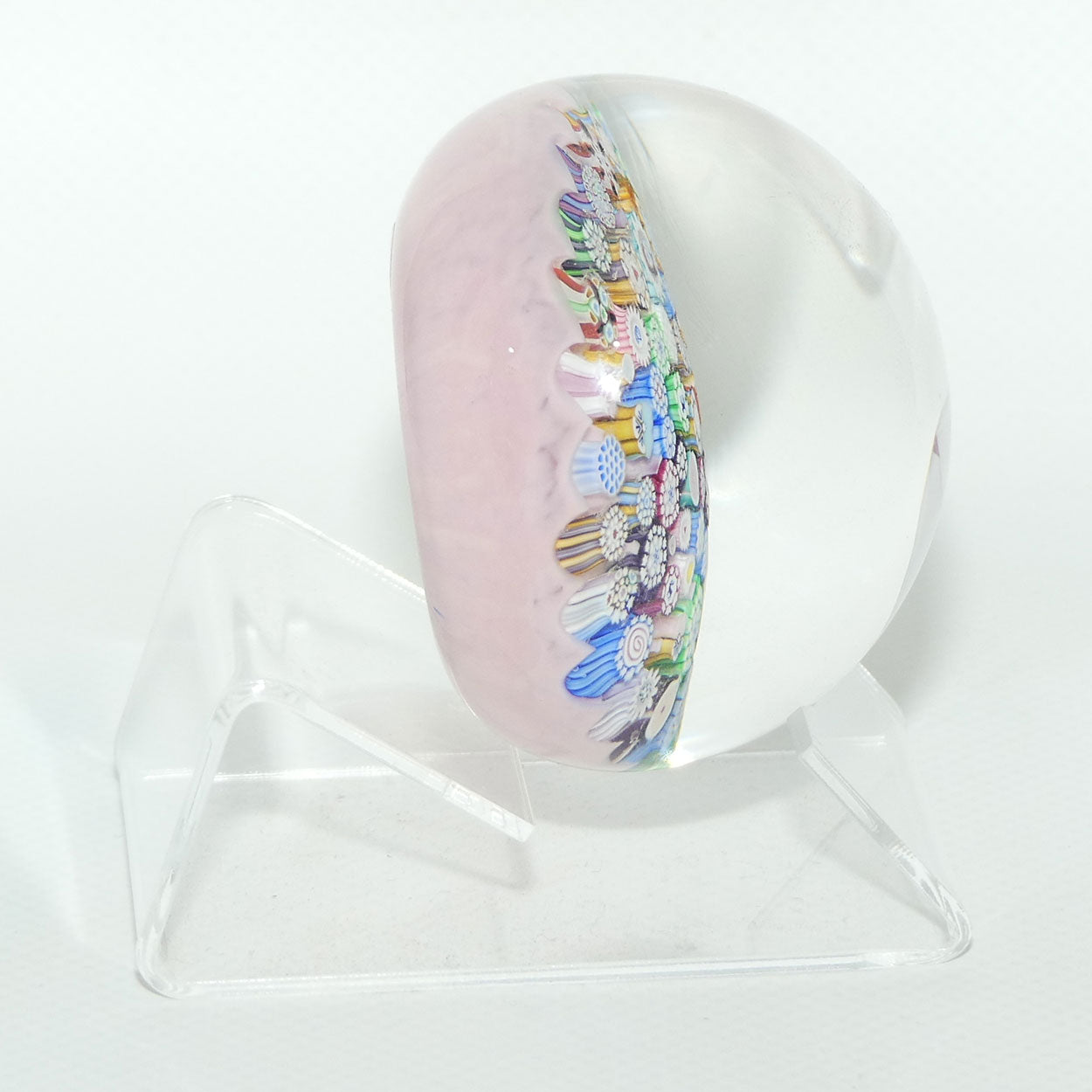 John Deacons Scotland Complex Closepack Millefiori Medium paperweight | Pink