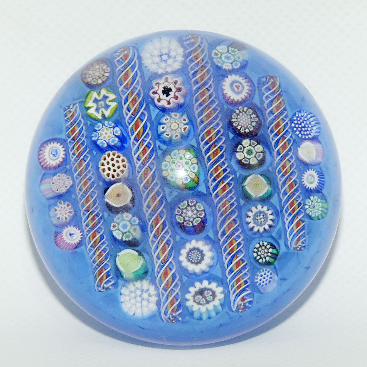 John Deacons Scotland Complex Linear Magnum Blue paperweight