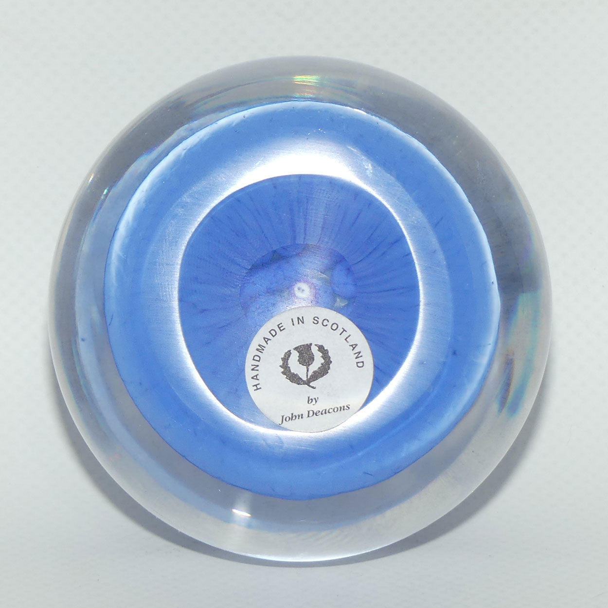 John Deacons Scotland Complex Linear Magnum Blue paperweight