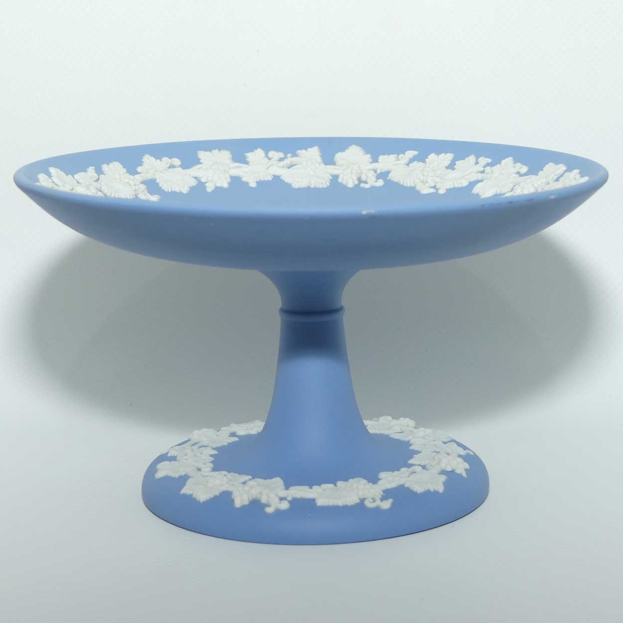Wedgwood Jasper White on Pale Blue comport | Grape and Vine