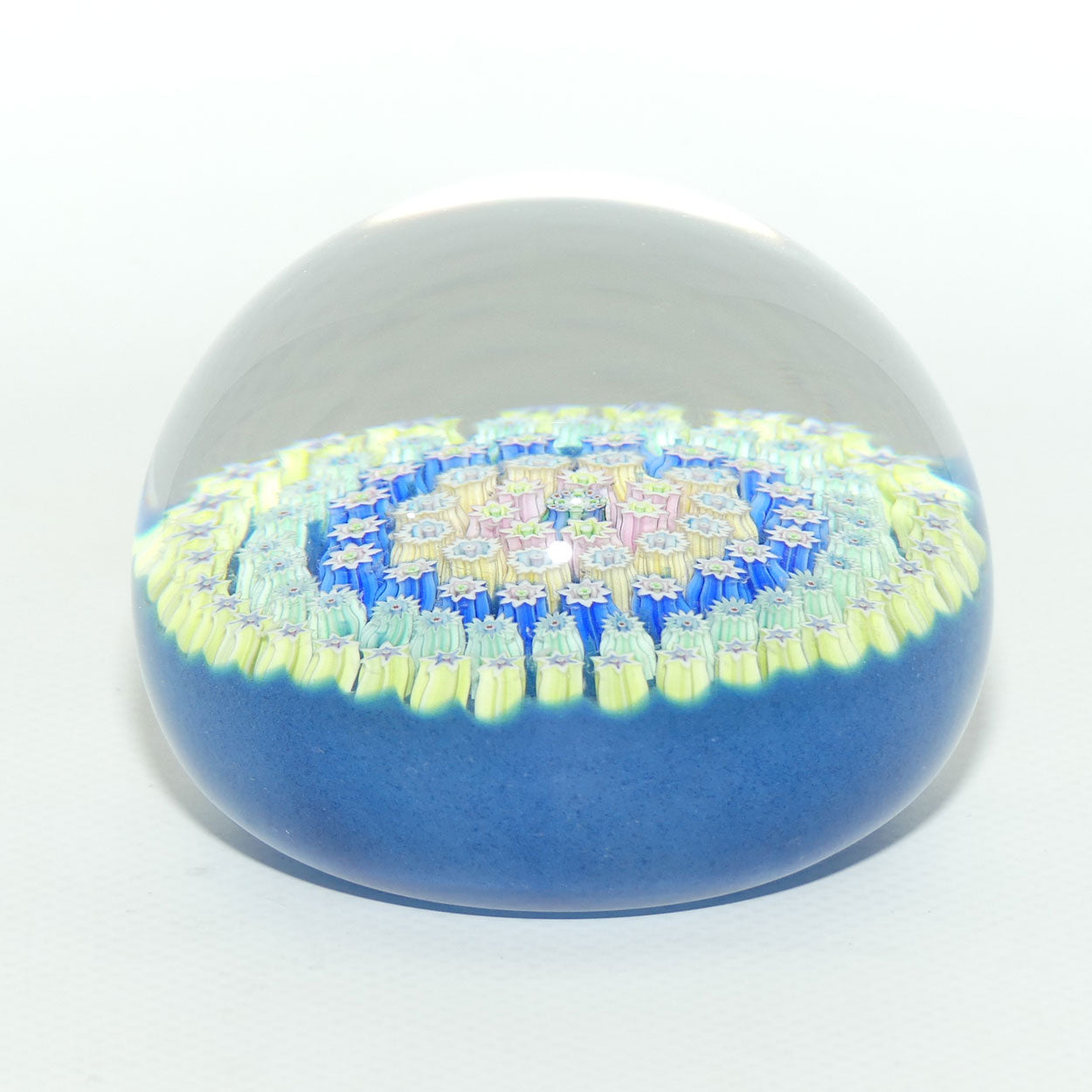 John Deacons Scotland Concentric Millefiori large paperweight | Blue