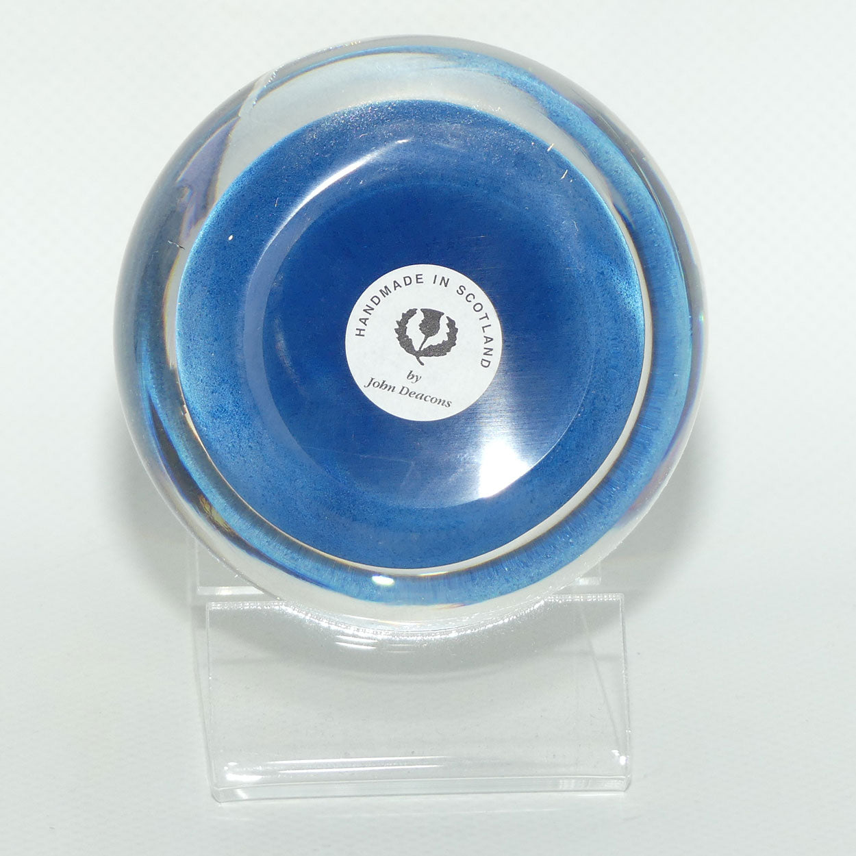 John Deacons Scotland Concentric Millefiori large paperweight | Blue