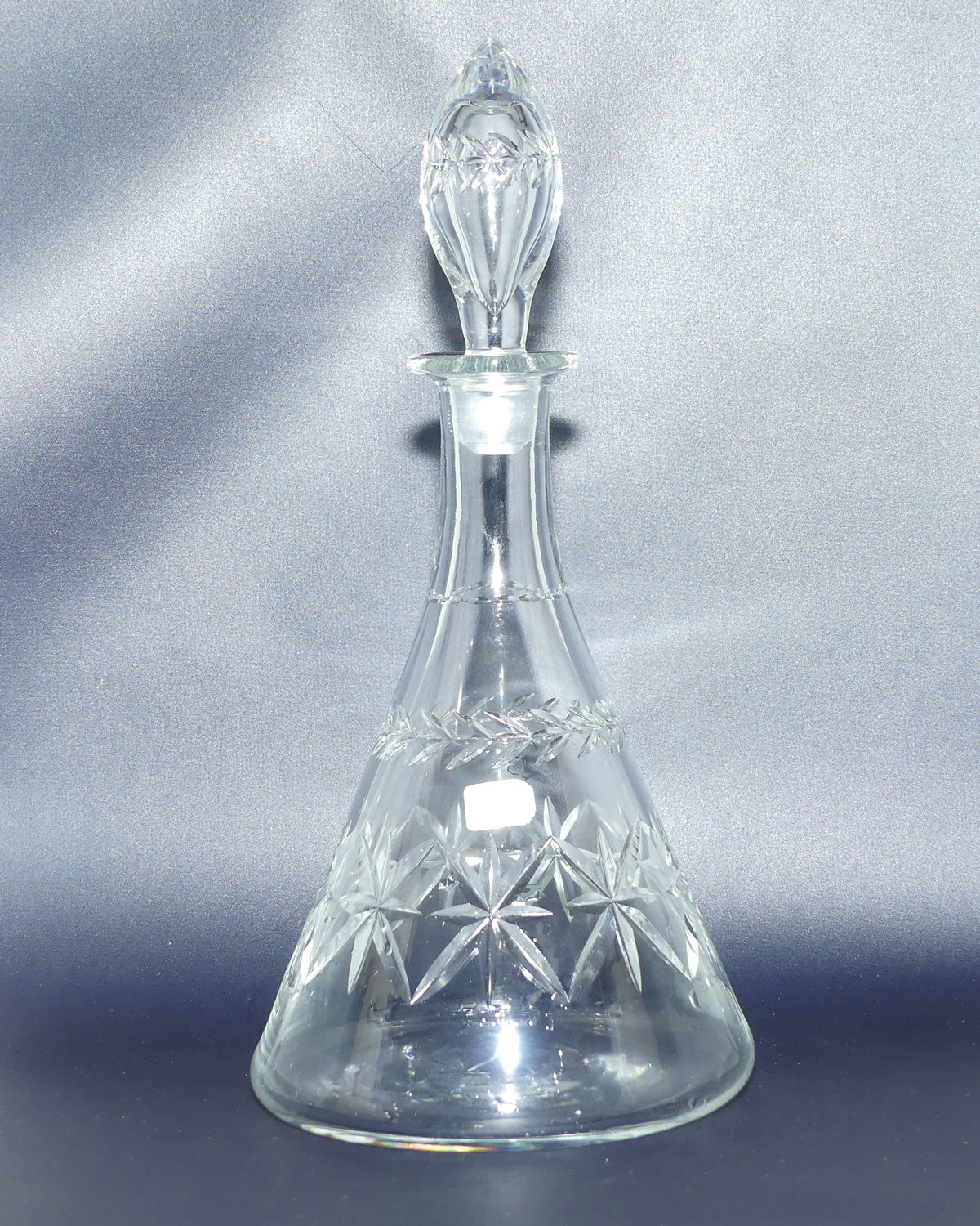 Superb Webb Crystal Facetted Star pattern with garland conical shape decanter