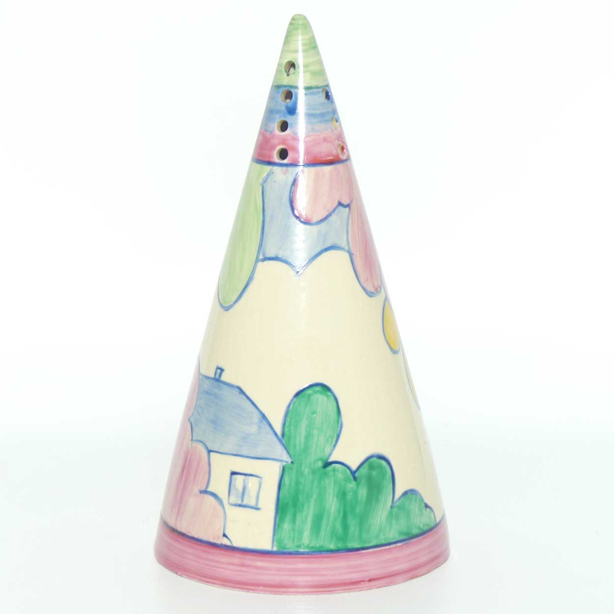 Clarice Cliff Bizarre Pastel Autumn conical sugar shaker | Partial Pattern