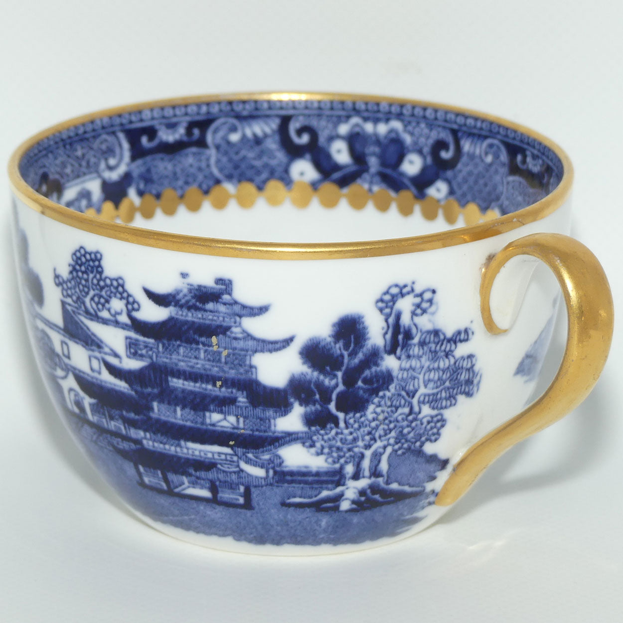 Copelands China England Traditional Willow pattern tea duo | Gilt decorated