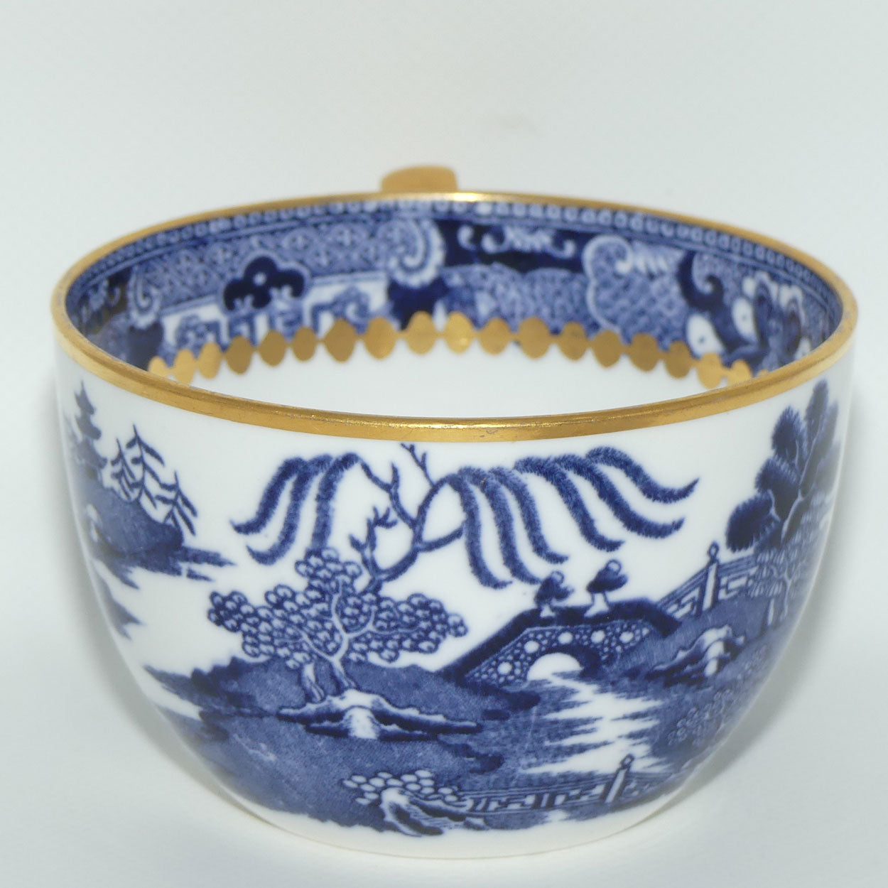 Copelands China England Traditional Willow pattern tea duo | Gilt decorated