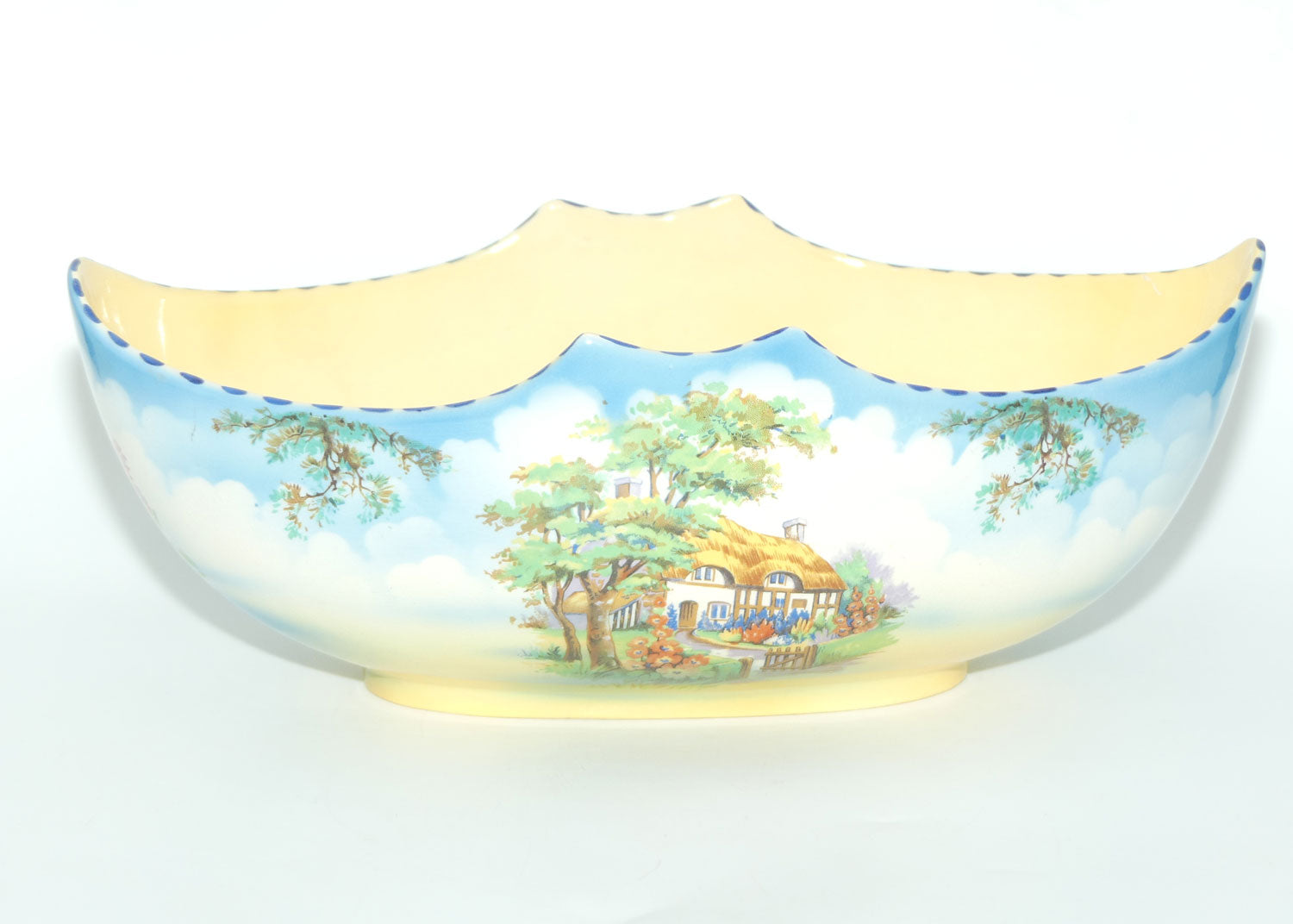 Falcon Ware Thatched Cottage Scene Gondola vase | Modern Crescent shape