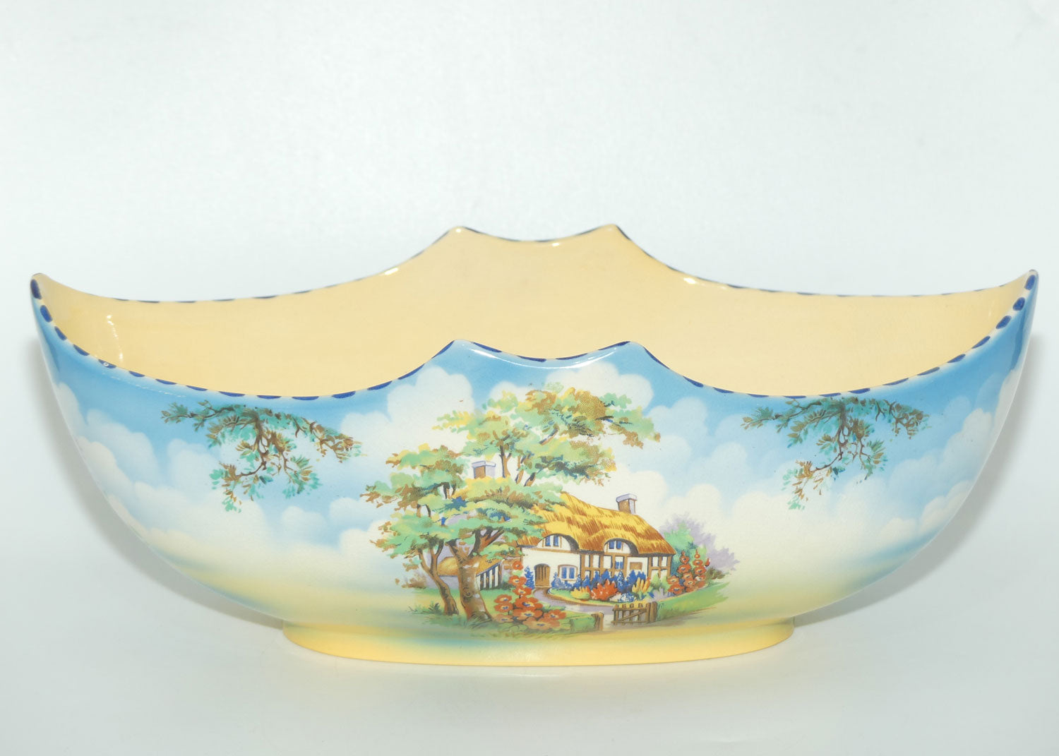 Falcon Ware Thatched Cottage Scene Gondola vase | Modern Crescent shape