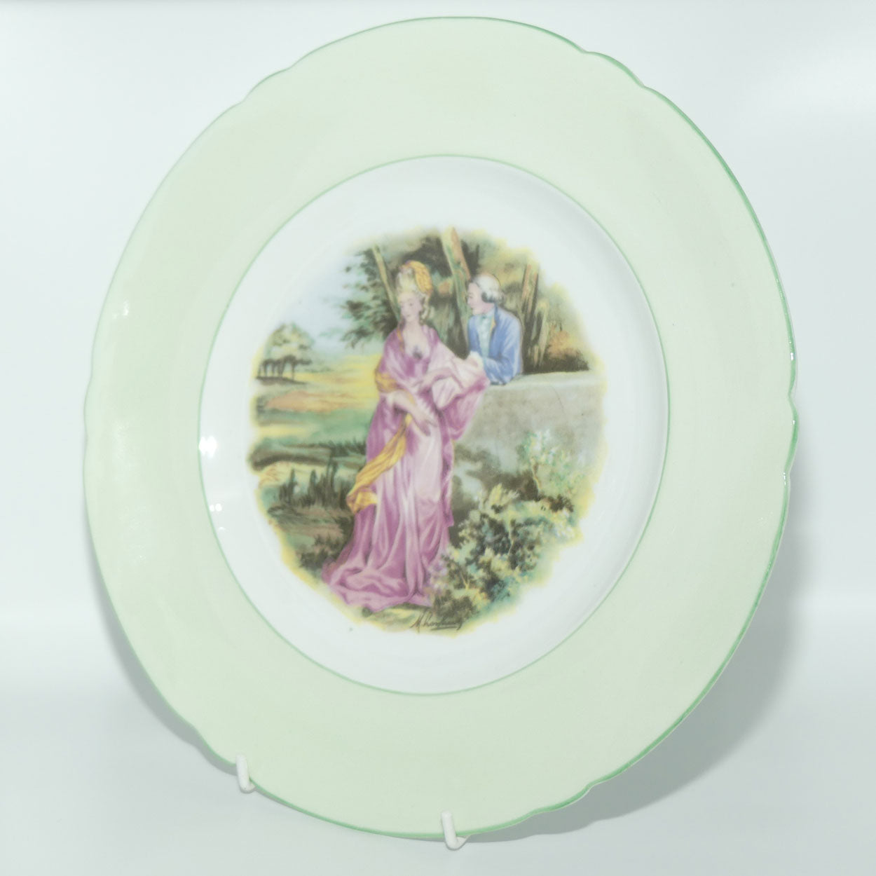 Shelley England Courting Scene Cameo plate | Green border