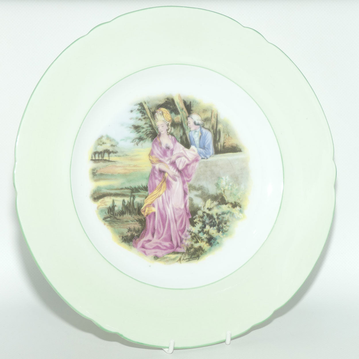 Shelley England Courting Scene Cameo plate | Green border