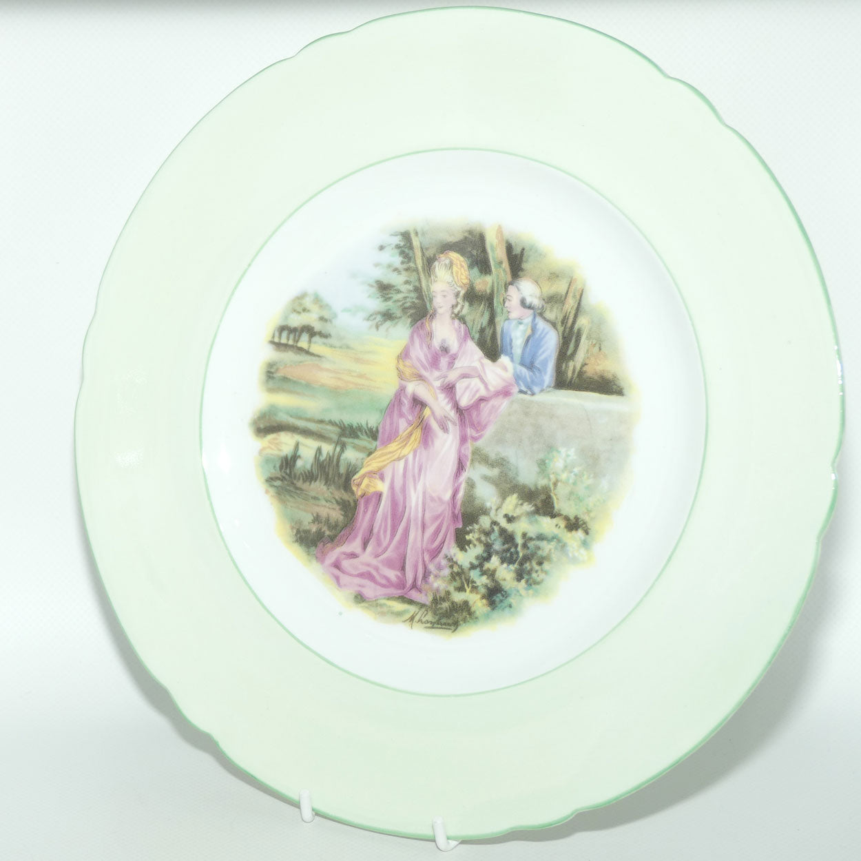 Shelley England Courting Scene Cameo plate | Green border