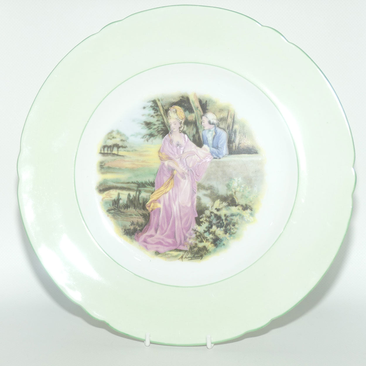 Shelley England Courting Scene Cameo plate | Green border