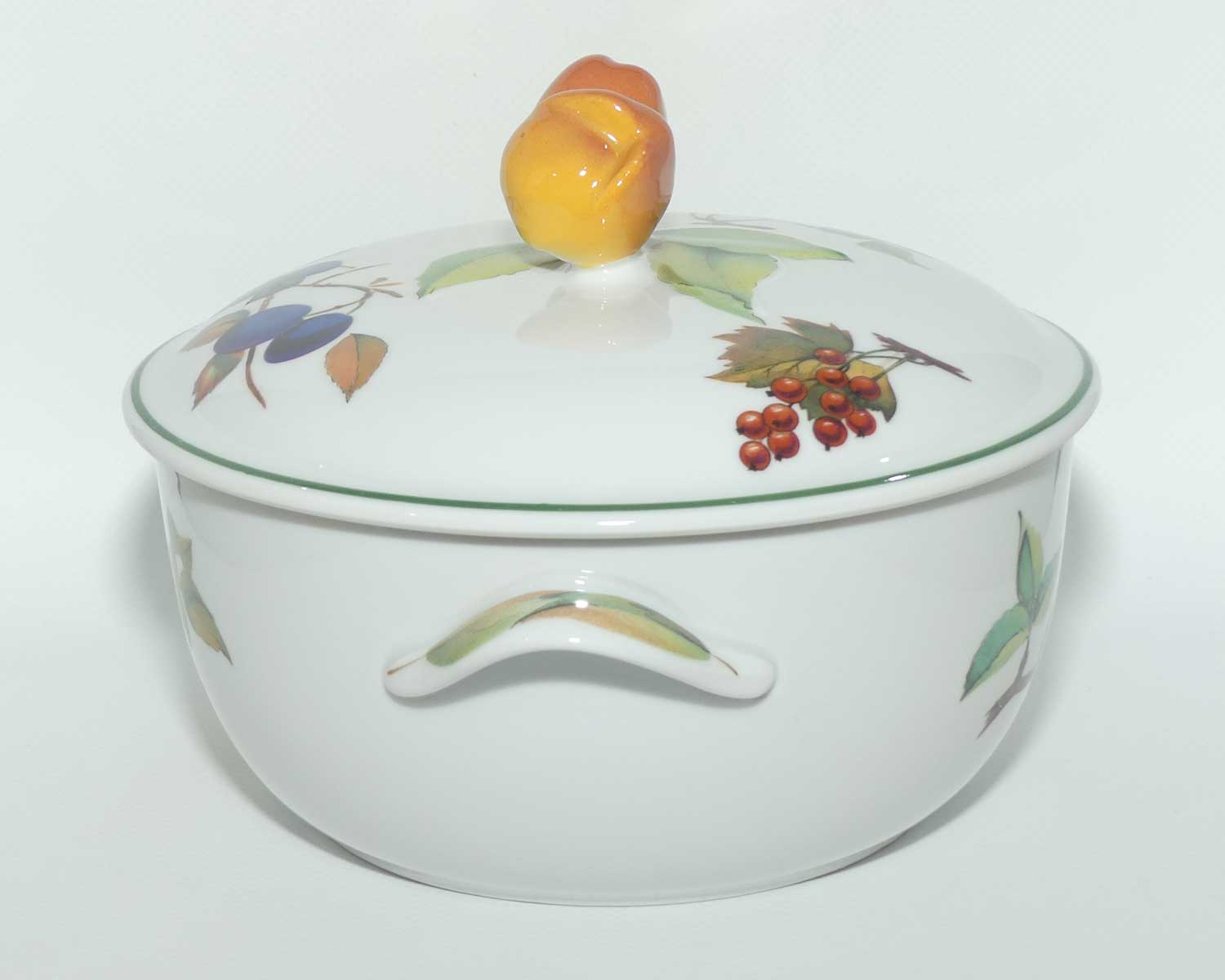 Royal Worcester Vitreous Bakeware | Evesham Vale pattern | Covered Vegetable Dish with fancy handle