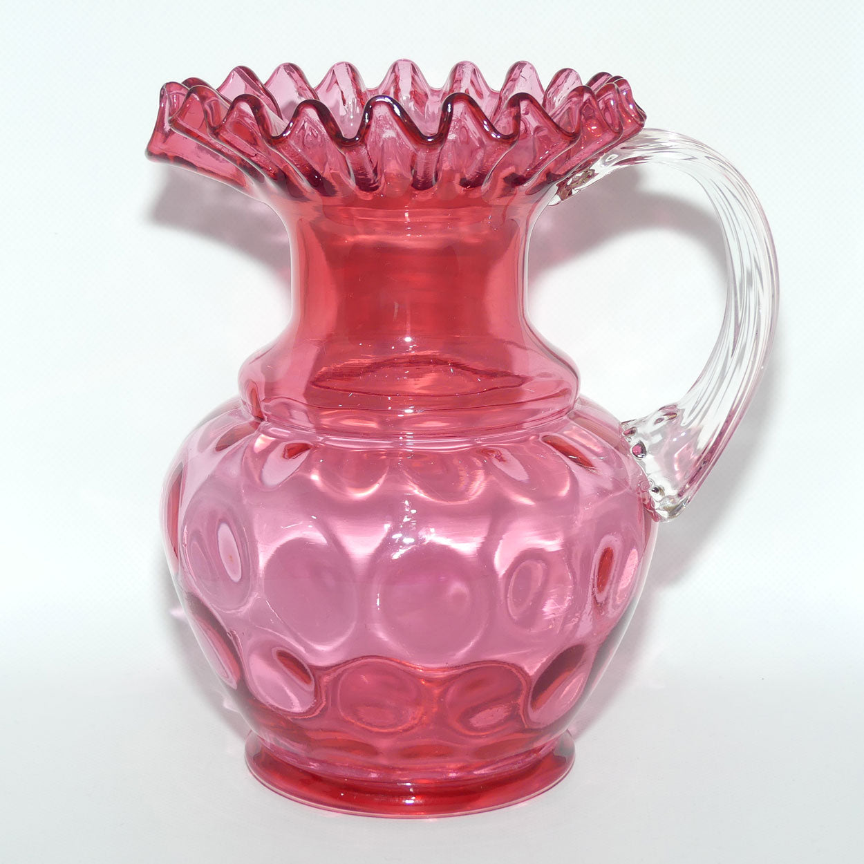 Vintage Fenton Cranberry Class Coin Dot pattern jug | 23.5cm tall
