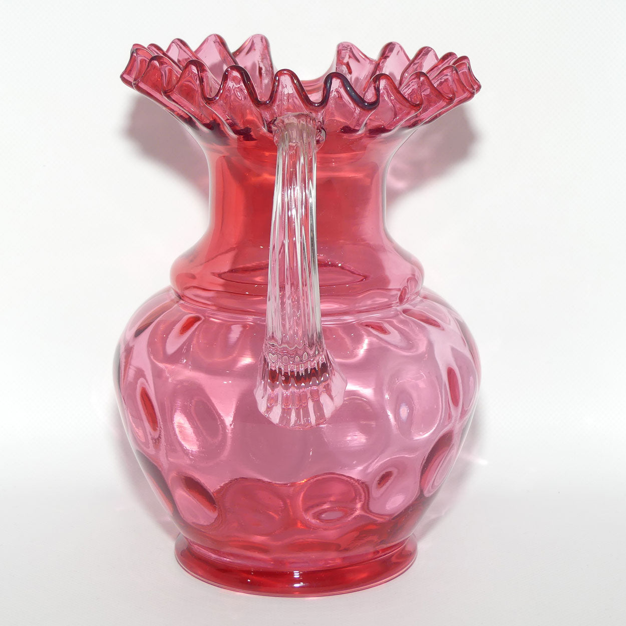 Vintage Fenton Cranberry Class Coin Dot pattern jug | 23.5cm tall