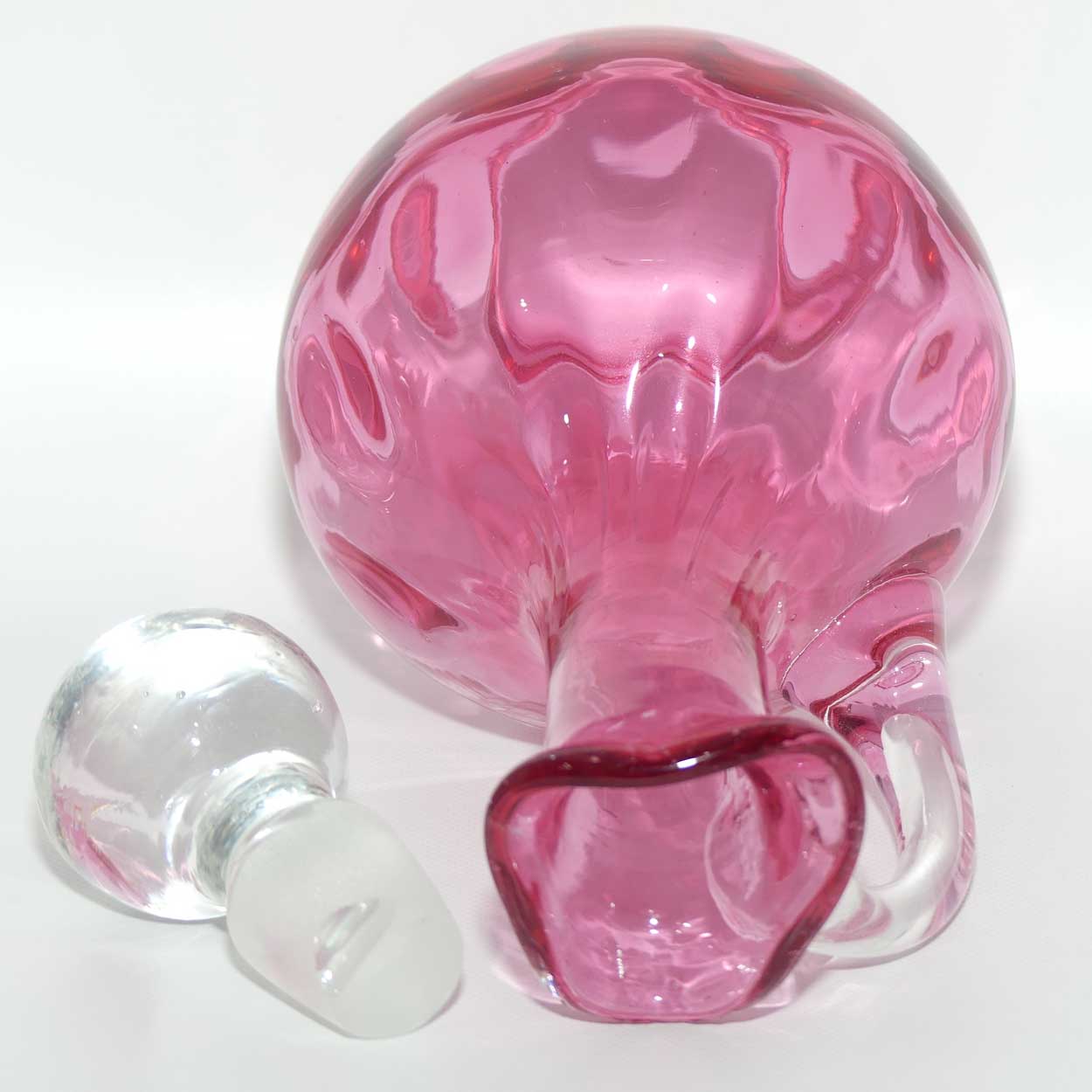 Mary Gregory on Cranberry Coin Dot decanter | Girl with Butterfly