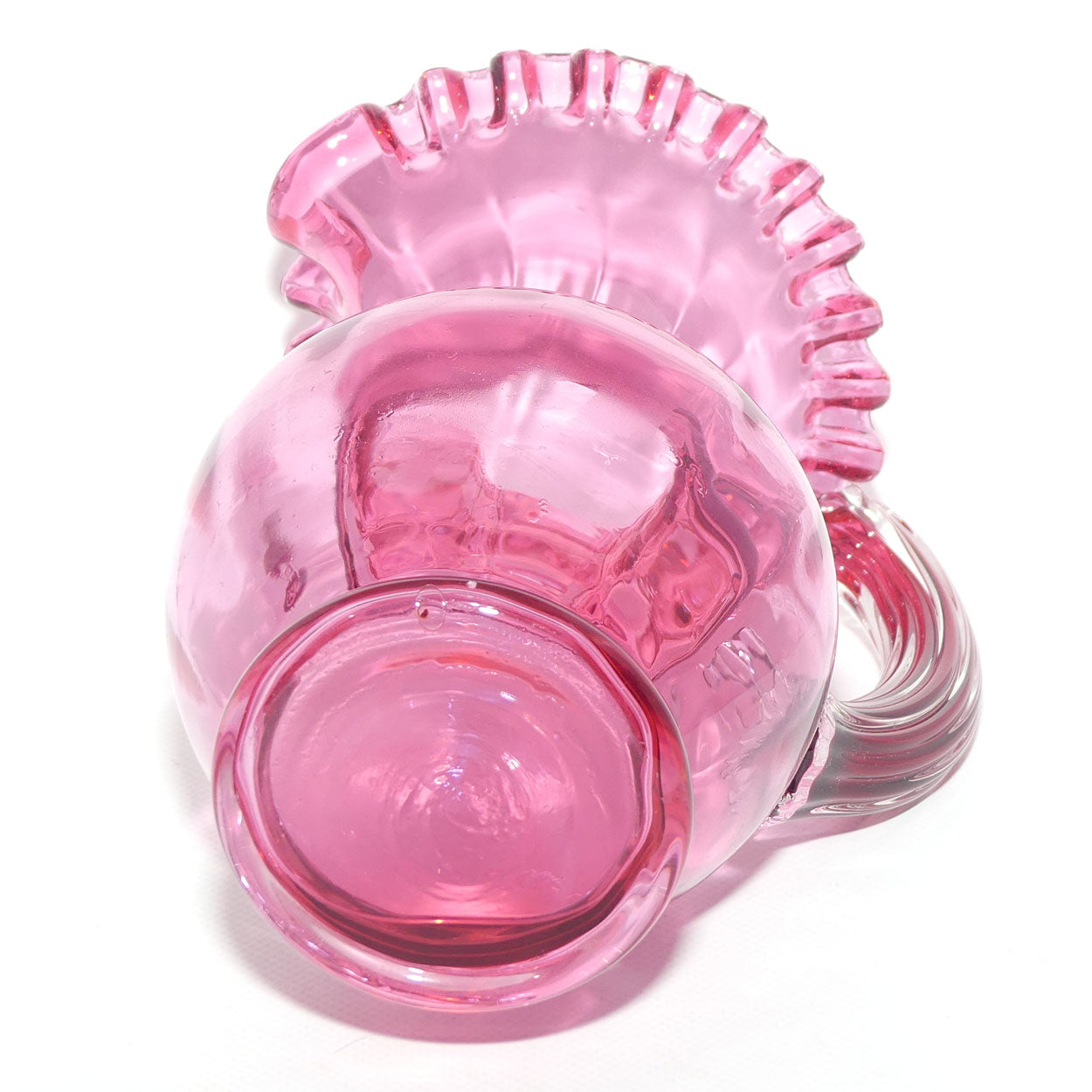 Victorian era Cranberry Glass frilled top jug | #1