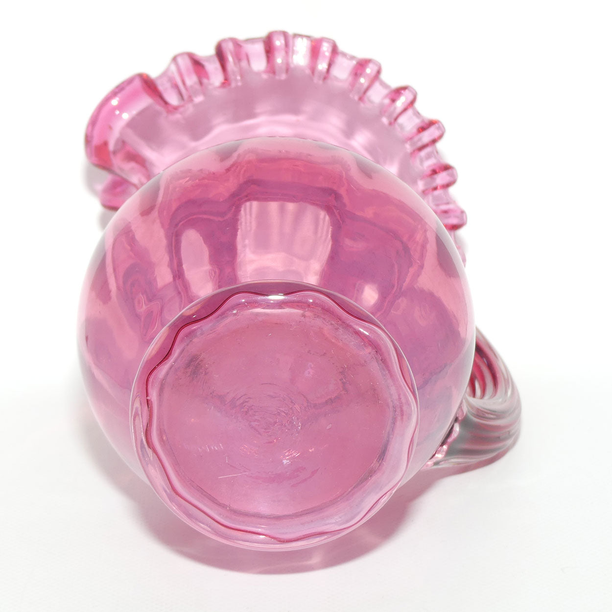 Victorian era Cranberry Glass frilled top jug | #2