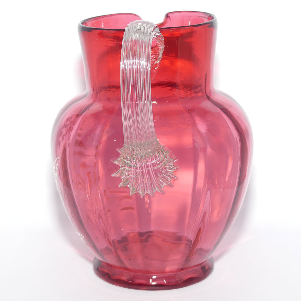 Victorian Cranberry Glass jug | Lily of Valley pattern